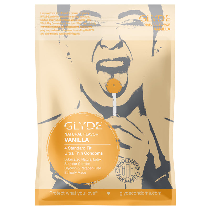 GLYDE Ultra Thin Fit Organic Vanilla Flavored Condoms 4pk