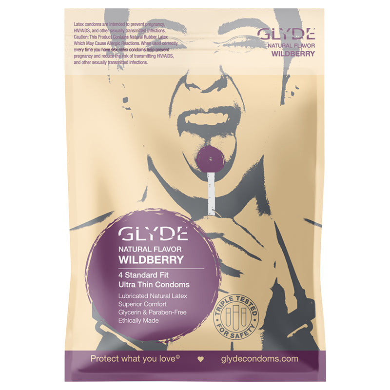 GLYDE Ultra Thin Fit Organic Wildberry Flavored Condoms 4pk