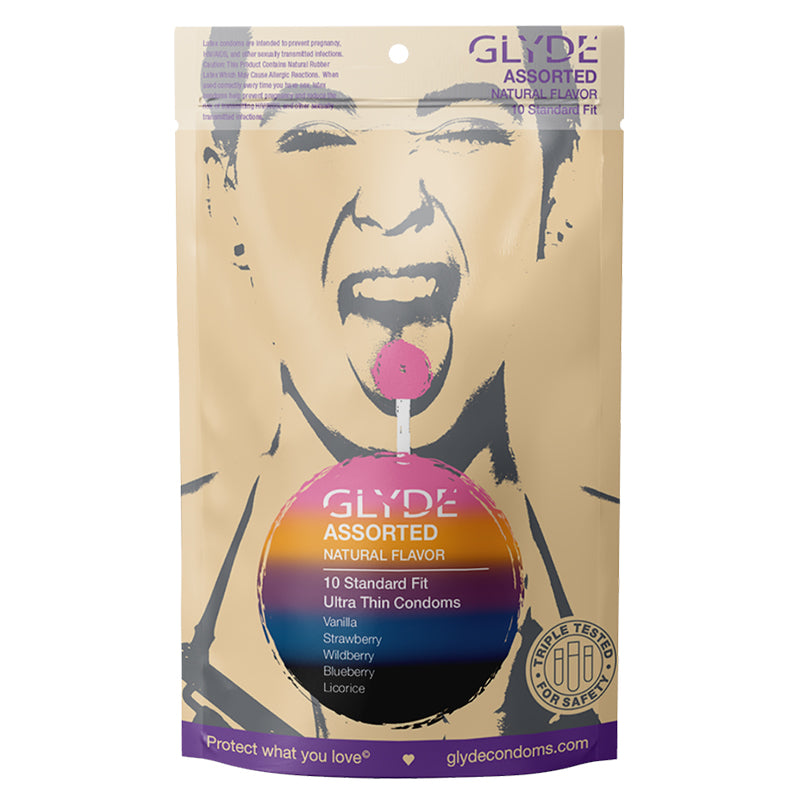 GLYDE Ultra Thin Fit Organic Assorted Flavor Condoms 10pk