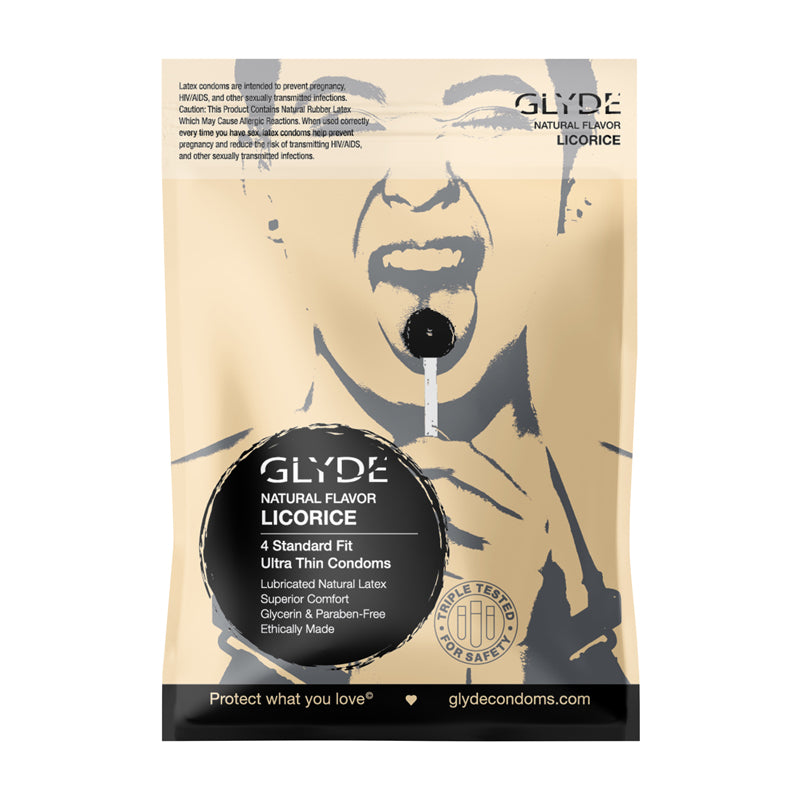 GLYDE Ultra Thin Fit Organic Licorice Flavored Condoms 4pk