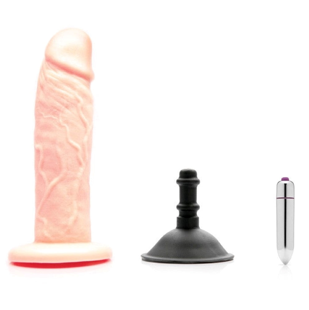 Sam Dual Density Vibrating Dildo Kit Warm Ivory