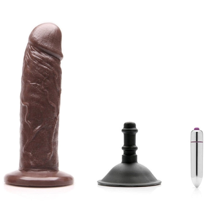 Sam Dual Density Vibrating Dildo Kit Espresso